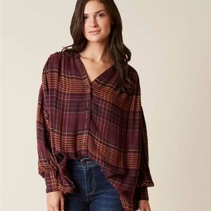 Free people oversized plaid button up